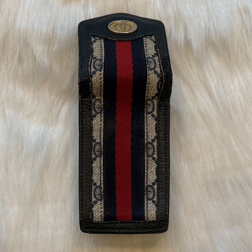 Gucci 100% Authentic Black Leather Case with Red and Blue Stripe​​​ - Picture 5 of 6